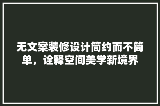 无文案装修设计简约而不简单，诠释空间美学新境界