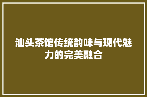 汕头茶馆传统韵味与现代魅力的完美融合