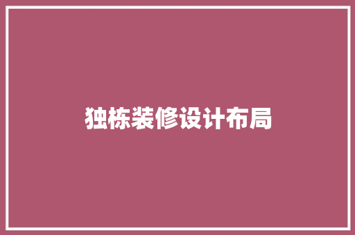 独栋装修设计布局