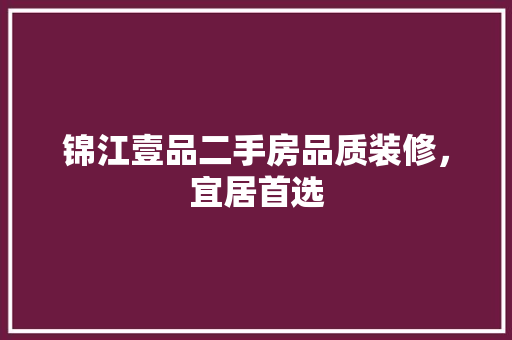 锦江壹品二手房品质装修，宜居首选
