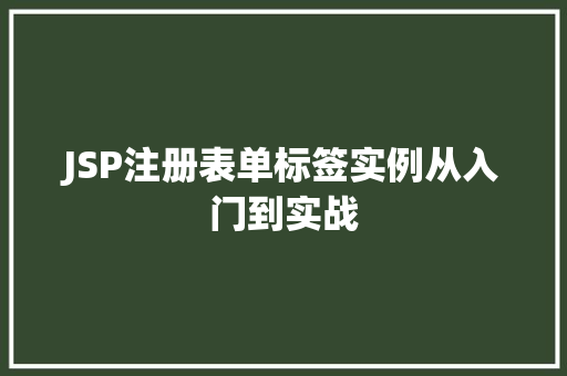 JSP注册表单标签实例从入门到实战  第1张
