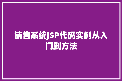 销售系统JSP代码实例从入门到方法 第1张 销售系统JSP代码实例从入门到方法 第1张