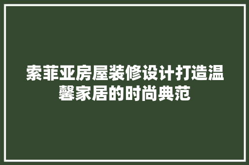 索菲亚房屋装修设计打造温馨家居的时尚典范