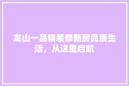 龙山一品精装修新房品质生活，从这里启航
