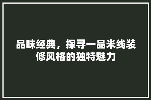 品味经典，探寻一品米线装修风格的独特魅力