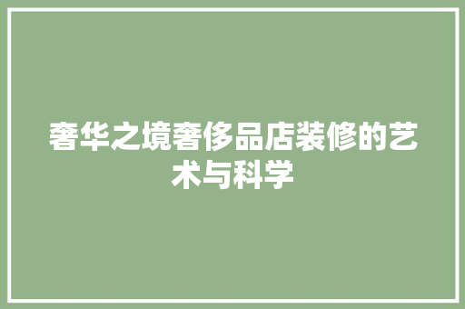 奢华之境奢侈品店装修的艺术与科学