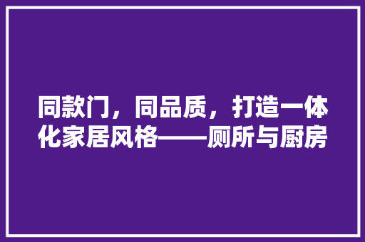 同款门，同品质，打造一体化家居风格——厕所与厨房装修新趋势  第1张
