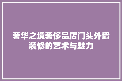 奢华之境奢侈品店门头外墙装修的艺术与魅力