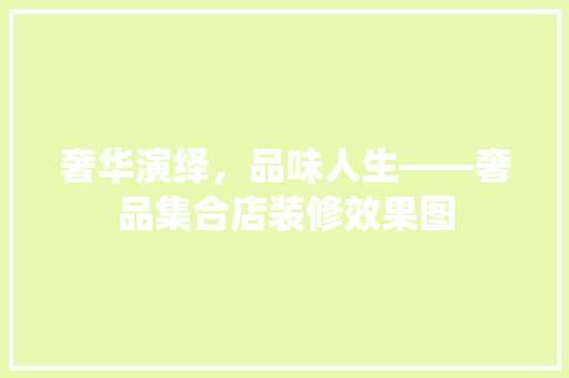 奢华演绎，品味人生——奢品集合店装修效果图