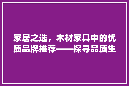 家居之选，木材家具中的优质品牌推荐——探寻品质生活新标杆