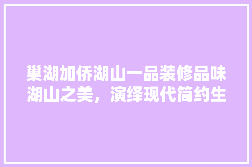 巢湖加侨湖山一品装修品味湖山之美，演绎现代简约生活