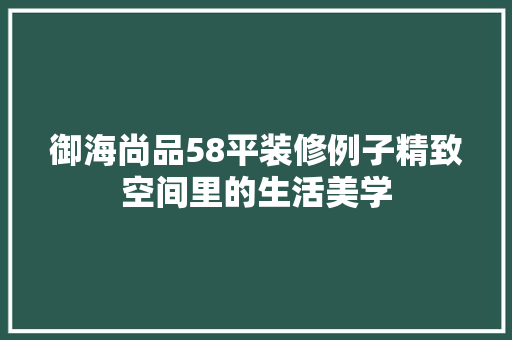 御海尚品58平装修例子精致空间里的生活美学