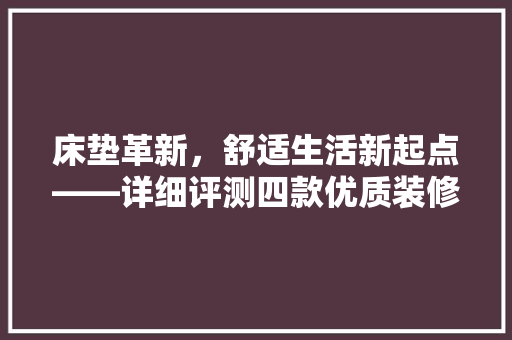 床垫革新，舒适生活新起点——详细评测四款优质装修改造床垫