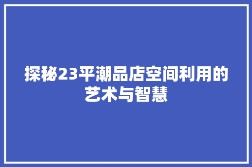 探秘23平潮品店空间利用的艺术与智慧