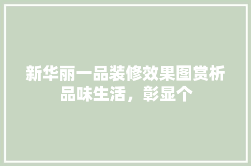 新华丽一品装修效果图赏析品味生活，彰显个