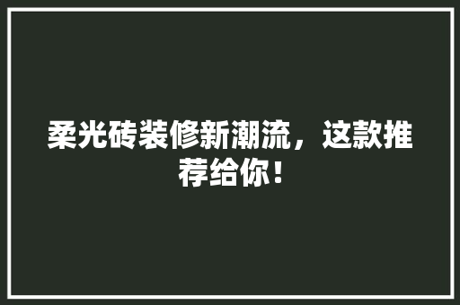 柔光砖装修新潮流，这款推荐给你！