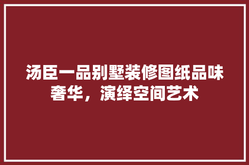 汤臣一品别墅装修图纸品味奢华，演绎空间艺术