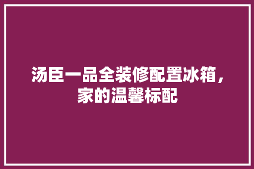 汤臣一品全装修配置冰箱，家的温馨标配