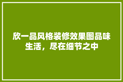 欣一品风格装修效果图品味生活，尽在细节之中