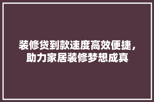 装修贷到款速度高效便捷，助力家居装修梦想成真