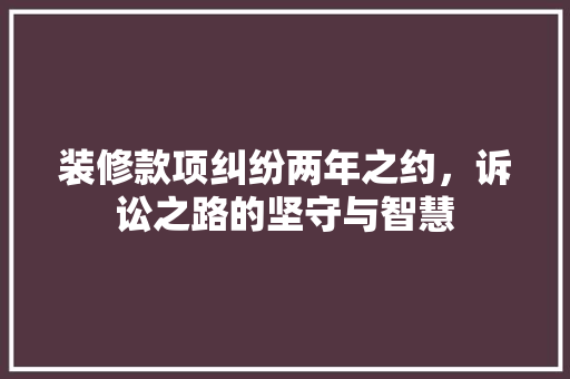 装修款项纠纷两年之约，诉讼之路的坚守与智慧