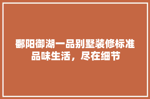 鄱阳御湖一品别墅装修标准品味生活，尽在细节