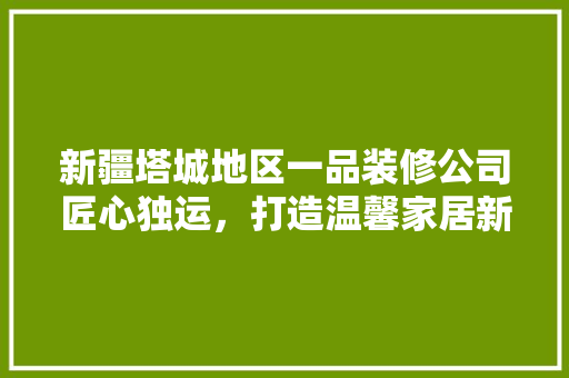 新疆塔城地区一品装修公司匠心独运，打造温馨家居新篇章  第1张