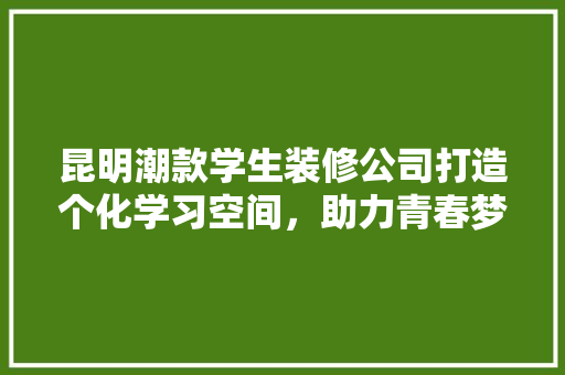 昆明潮款学生装修公司打造个化学习空间，助力青春梦想起航