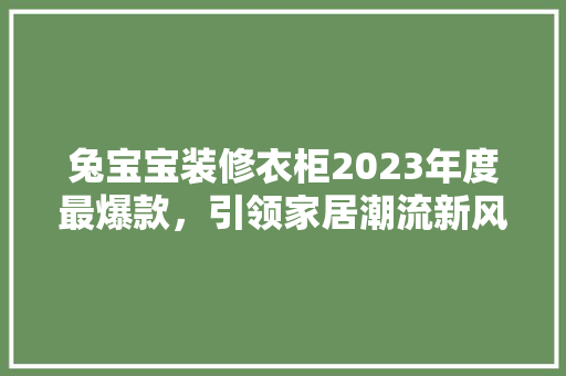 兔宝宝装修衣柜2023年度最爆款，引领家居潮流新风向