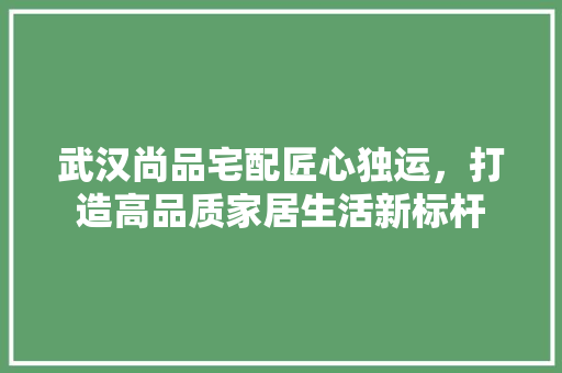 武汉尚品宅配匠心独运，打造高品质家居生活新标杆