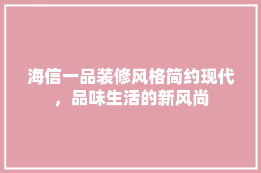 海信一品装修风格简约现代，品味生活的新风尚