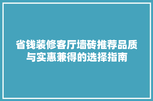 省钱装修客厅墙砖推荐品质与实惠兼得的选择指南