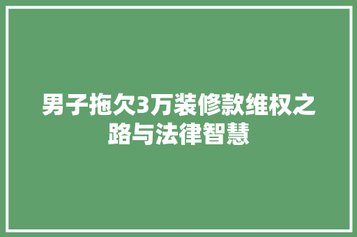 男子拖欠3万装修款维权之路与法律智慧