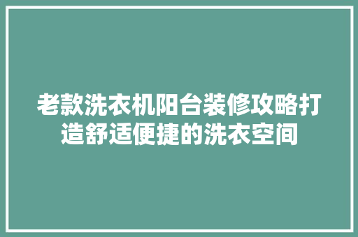 老款洗衣机阳台装修攻略打造舒适便捷的洗衣空间