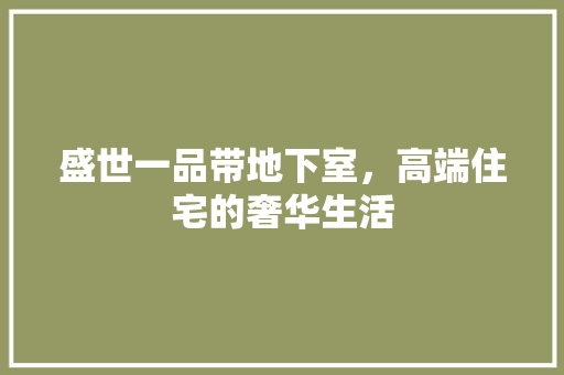 盛世一品带地下室，高端住宅的奢华生活
