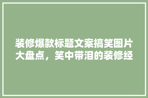 装修爆款标题文案搞笑图片大盘点，笑中带泪的装修经历！