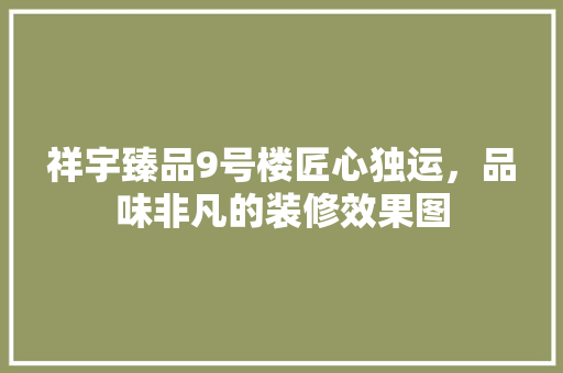 祥宇臻品9号楼匠心独运，品味非凡的装修效果图