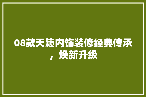 08款天籁内饰装修经典传承，焕新升级
