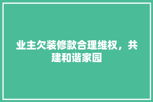 业主欠装修款合理维权，共建和谐家园