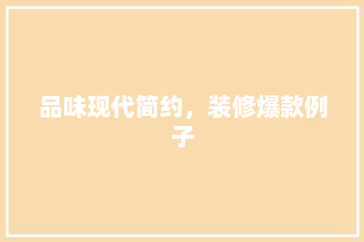 品味现代简约，装修爆款例子