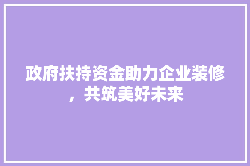 政府扶持资金助力企业装修，共筑美好未来