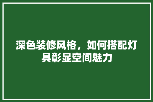 深色装修风格，如何搭配灯具彰显空间魅力
