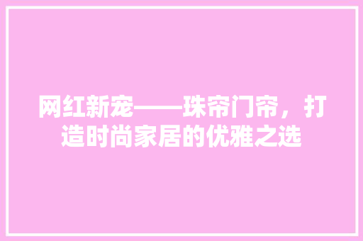 网红新宠——珠帘门帘，打造时尚家居的优雅之选