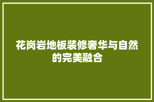 花岗岩地板装修奢华与自然的完美融合