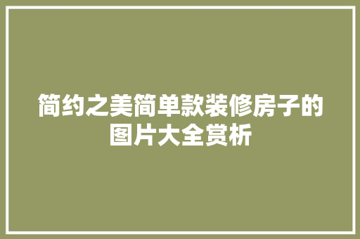 简约之美简单款装修房子的图片大全赏析