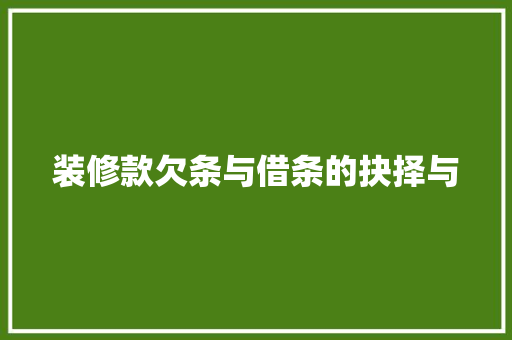 装修款欠条与借条的抉择与