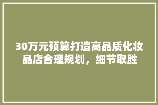 30万元预算打造高品质化妆品店合理规划，细节取胜