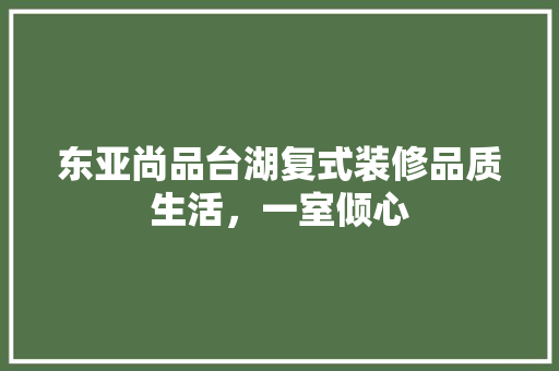 东亚尚品台湖复式装修品质生活，一室倾心