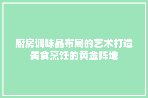 厨房调味品布局的艺术打造美食烹饪的黄金阵地