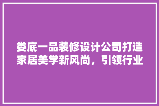 娄底一品装修设计公司打造家居美学新风尚，引领行业创新潮流